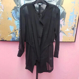 P Luca Black Sheer Zip Front Jacket
